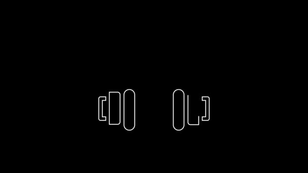 Weiße Linie Kopfhörer Symbol Isoliert Auf Schwarzem Hintergrund Kopfhörer Konzept — Stockvideo