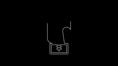 White line Boxing glove icon isolated on black background. 4K Video motion graphic animation.