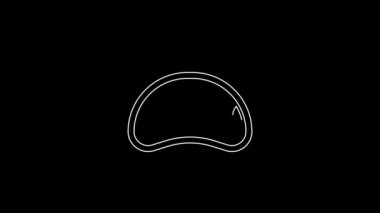 White line Musical instrument percussion tambourine, with metal plates icon isolated on black background. 4K Video motion graphic animation.