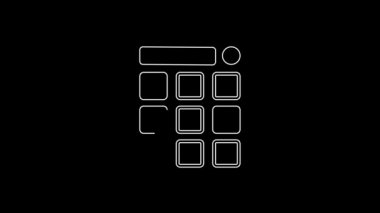 White line Drum machine music producer equipment icon isolated on black background. 4K Video motion graphic animation.