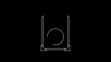 Beyaz çizgi Stereo hoparlör simgesi siyah arkaplanda izole edildi. Ses sistemi hoparlörleri. Müzik ikonu. Müzikal sütun hoparlörü. 4K Video hareketli grafik canlandırması.