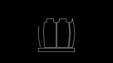 Beyaz çizgi Drum simgesi siyah arkaplanda izole edildi. Müzik işareti. Müzik aleti sembolü. 4K Video hareketli grafik canlandırması.