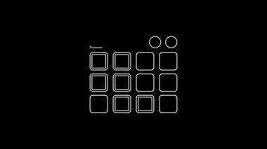 White line Drum machine music producer equipment icon isolated on black background. 4K Video motion graphic animation.