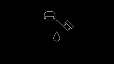 Siyah arkaplanda izole edilmiş yanıcı sıvılar için beyaz çizgi kutusu. Yağ ya da biyoyakıt, patlayıcı kimyasallar, tehlikeli maddeler. 4K Video hareketli grafik canlandırması.