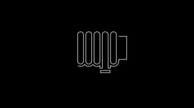 White line Fire hose reel icon isolated on black background. 4K Video motion graphic animation.
