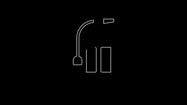 White line Fire extinguisher icon isolated on black background. 4K Video motion graphic animation.