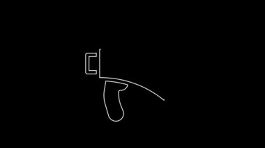 Beyaz çizgi Megafon simgesi siyah arkaplanda izole edildi. Sözcü işareti. 4K Video hareketli grafik canlandırması.