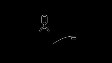 Beyaz çizgi su musluğu simgesi siyah arkaplanda izole edildi. 4K Video hareketli grafik canlandırması.