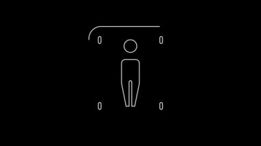 White line Male toilet icon isolated on black background. WC sign. Washroom. 4K Video motion graphic animation.