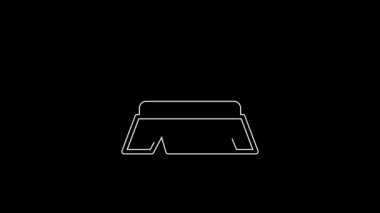 Temizlik simgesi için beyaz çizgi fırçası siyah arkaplanda izole edildi. 4K Video hareketli grafik canlandırması.