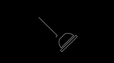 Siyah arka planda izole edilmiş boru temizleme ikonu için tahta saplı beyaz çizgili kauçuk pompa. Tuvalet pompası. 4K Video hareketli grafik canlandırması.