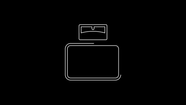 Witte Lijn Badkamer Schalen Pictogram Geïsoleerd Zwarte Achtergrond Gewicht Meten — Stockvideo