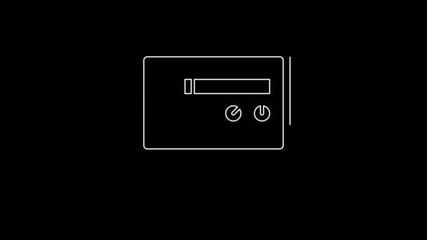 Bílá Čára Kytara Zesilovač Ikona Izolované Černém Pozadí Hudební Nástroj — Stock video