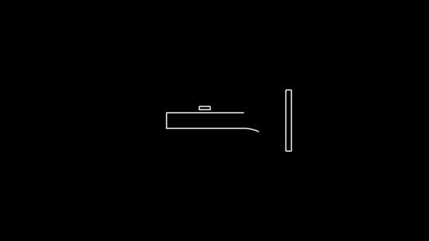 白线单簧管图标孤立在黑色背景 音乐乐器 4K视频运动图形动画 — 图库视频影像