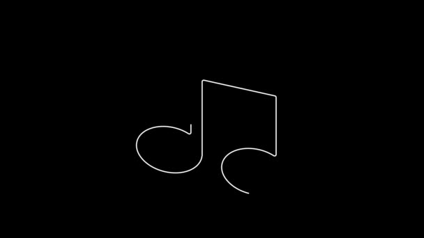 Biała Linia Muzyka Dźwięk Ikony Izolowane Czarnym Tle Animacja Graficzna — Wideo stockowe