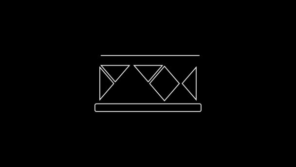 Weiße Linie Drum Symbol Isoliert Auf Schwarzem Hintergrund Musikzeichen Symbol — Stockvideo