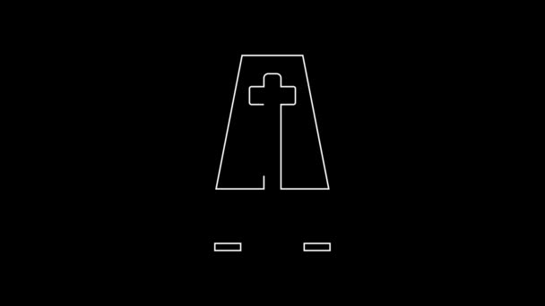 Біла Лінія Classic Metronome Маятником Піктограмі Руху Ізольована Чорному Тлі — стокове відео
