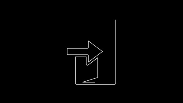 White Line Fire Exit Icon Isolated Black Background Fire Emergency — Vídeo de stock