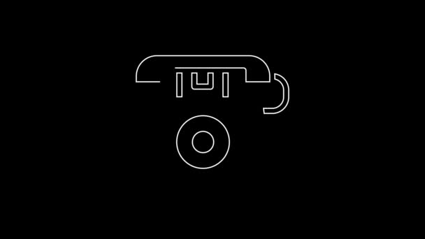 White Line Telephone Emergency Call 911 Icon Isolated Black Background — Vídeo de stock