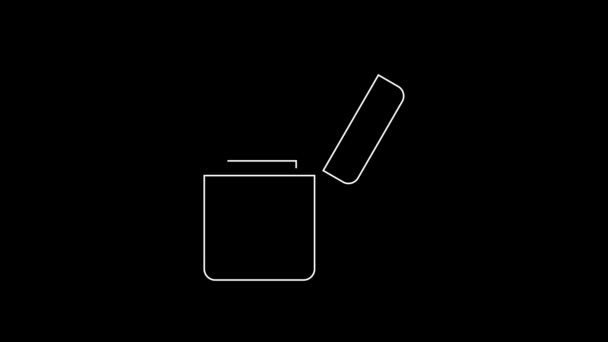 Белая Линия Зажигалка Значок Изолирован Черном Фоне Видеографическая Анимация — стоковое видео