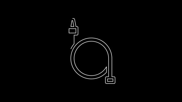White Line Fire Hose Reel Icon Isolated Black Background Video — Vídeo de Stock