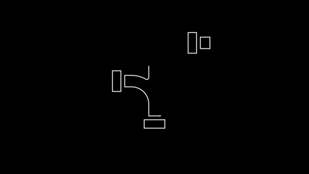Witte Lijn Industrie Metalen Pijp Pictogram Geïsoleerd Zwarte Achtergrond Sanitair — Stockvideo