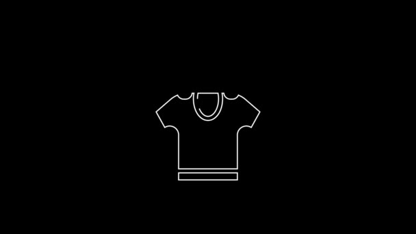 White Line Drying Clothes Icon Isolated Black Background Clean Shirt — Stock Video