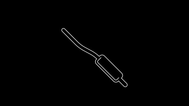 白い線黒の背景に孤立歯ブラシアイコン 4Kビデオモーショングラフィックアニメーション — ストック動画