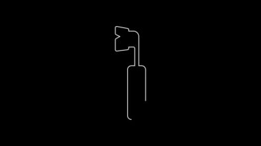 White line Electric toothbrush icon isolated on black background. 4K Video motion graphic animation.