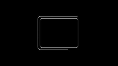 Beyaz çizgi elektrik çıkış simgesi siyah arkaplanda izole edildi. Elektrik prizi. Rosette sembolü. 4K Video hareketli grafik canlandırması.