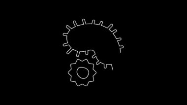 Beyaz çizgi Virüs simgesi siyah arkaplanda izole edildi. Corona virüsü 2019-nCoV. Bakteri ve mikroplar, hücre kanseri, mikrop, mantar. 4K Video hareketli grafik canlandırması.