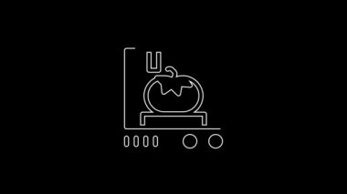 White line 3D printing technology icon isolated on black background. 4K Video motion graphic animation.