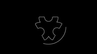 Siyah arkaplanda beyaz çizgi Biyolojik Tehlike sembolü var. 4K Video hareketli grafik canlandırması.