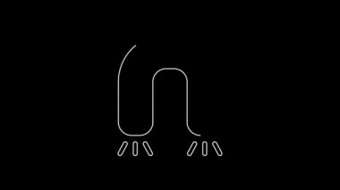 Beyaz çizgi mıknatısı simgesi siyah arkaplanda izole edildi. At nalı mıknatısı, manyetizma, manyetizma, çekim. 4K Video hareketli grafik canlandırması.