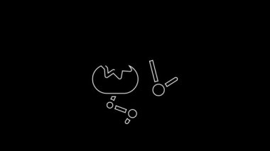 White line Genetically modified food icon isolated on black background. GMO fruit. 4K Video motion graphic animation.