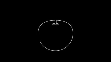 White line Genetically modified apple icon isolated on black background. GMO fruit. 4K Video motion graphic animation.