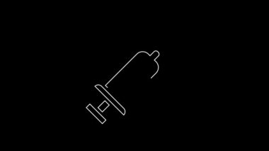 White line Syringe with serum icon isolated on black background. Syringe for vaccine, vaccination, injection, flu shot. Medical equipment. 4K Video motion graphic animation.