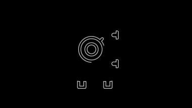 Beyaz çizgi Güvenli simgesi siyah arkaplanda izole edildi. Kapı, şifreli bir banka kasası. Güvenilir Veri Koruma. 4K Video hareketli grafik canlandırması.