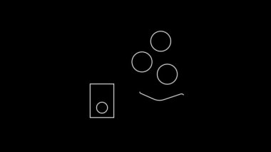 White line People paying tips to service staff in restaurant and hotel icon isolated on black background. Tips money cash coin hotel resort service. 4K Video motion graphic animation.