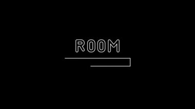 White line Hotel key card from the room icon isolated on black background. Access control. Touch sensor. System safety, protection. 4K Video motion graphic animation.