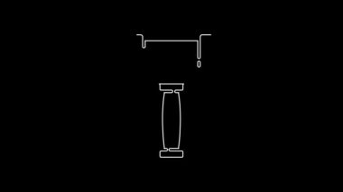 Beyaz çizgi yargıcı Tokmak simgesi siyah arkaplanda izole edildi. Gavel cezaların, faturaların, mahkemenin, adaletin hükmünü verecek. Açık arttırma çekici. 4K Video hareketli grafik canlandırması.