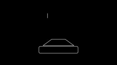 Beyaz çizgi pul simgesi siyah arkaplanda izole edildi. 4K Video hareketli grafik canlandırması.