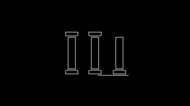 Beyaz çizgi Cezaevi pencere simgesi siyah arkaplanda izole edildi. 4K Video hareketli grafik canlandırması.