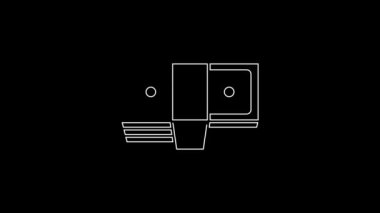 White line Bribe money cash icon isolated on black background. Money banknotes stacks. Bill currency. 4K Video motion graphic animation.
