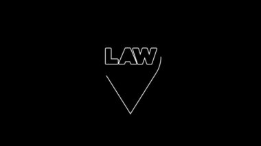 White line Location law icon isolated on black background. 4K Video motion graphic animation.