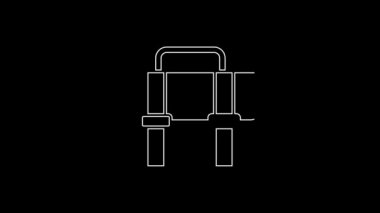 Beyaz çizgi evrak çantası simgesi siyah arkaplanda izole edildi. İş ilanı. İş portföyü. 4K Video hareketli grafik canlandırması.