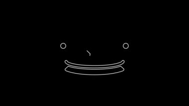 Siyah arka planda siyah papağan ikonlu beyaz çizgi polis şapkası. Polis şapkası işareti. 4K Video hareketli grafik canlandırması.