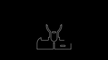 White line Train conductor icon isolated on black background. 4K Video motion graphic animation.