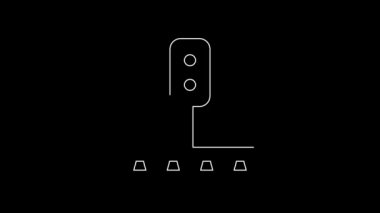White line Train traffic light icon isolated on black background. Traffic lights for the railway to regulate the movement of trains. 4K Video motion graphic animation.