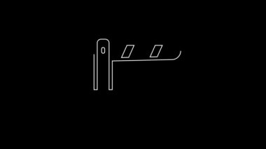 White line Railway barrier icon isolated on black background. 4K Video motion graphic animation.